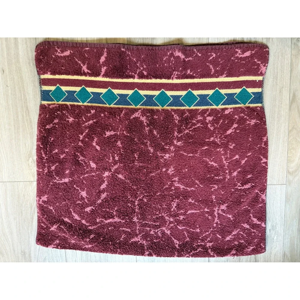 Springs Bath Fashions Vintage Southwestern Bath Towel Burgundy Cotton USA Made